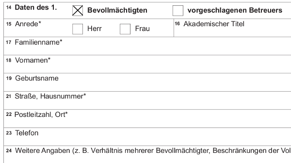 Registrierung Print: Bevollmächtigter